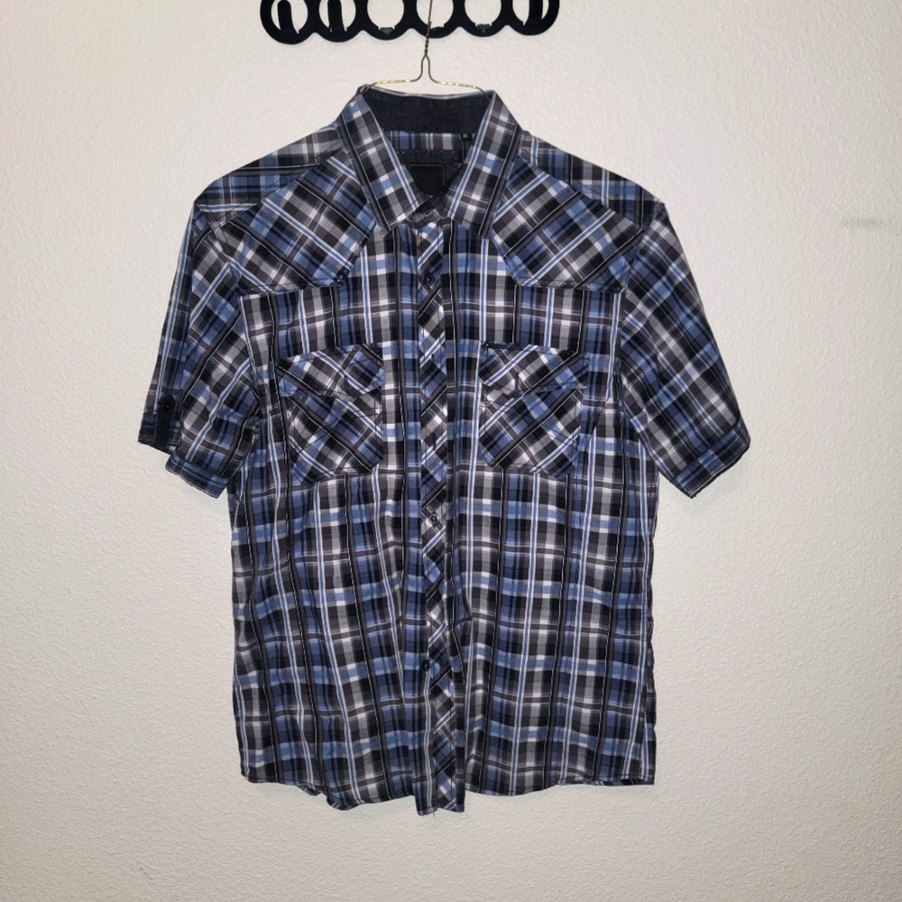7 Diamonds Button Up Short Sleeve Shirt Men's XL